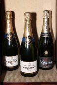 Two bottles of Champagne Monsigny Brut and Champagne Lanson (3).