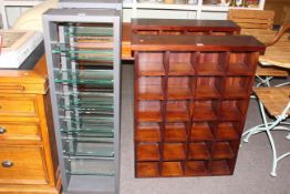 Set of three free standing open display units and pair 24 division open display cabinets.