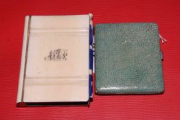Shagreen EPNS cigarette case and ivory card case with pencil (2).