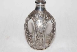 Chinese Sterling silver overlaid dimple whisky decanter.