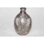 Chinese Sterling silver overlaid dimple whisky decanter.