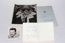 Maurice Chevalier signed menu, The Crazy Gang c1953 signed photograph, Max Bygraves,