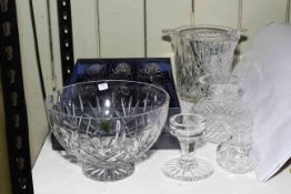 Collection of crystal including Waterford Moonstone bowl, Stuart cased glasses, Thomas Webb vase,