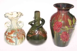 Three various Elton Ware pottery vases each with raised floral decoration.