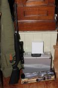 Diana Panther .177 calibre air rifle and sight, BSA sight and aluminium case of targets, etc.