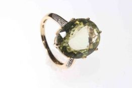 9 carat gold 7 carat Sillilimite and Diamond ring, size N.