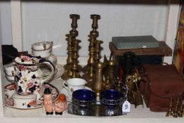 Cameras, brass candlesticks, cased cutlery, Masons Mandalay, etc.