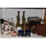 Cameras, brass candlesticks, cased cutlery, Masons Mandalay, etc.