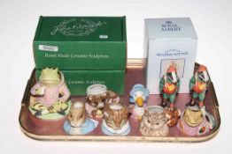 John Beswick and Royal Albert Beatrix Potter figures and two Beswick Hiker Badger figures.