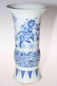 Large Chinese blue and white vase with swollen band between flaring neck and foot decorated with