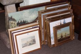 Collection of fifteen various oils, watercolours and prints.