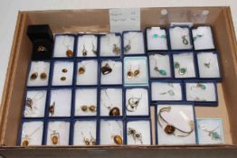 Collection of Tigers Eye and Turquoise jewellery.