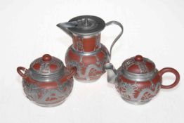 Chinese Yi-Xing three piece tea service.