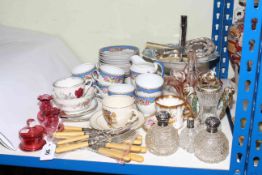 Decorative teawares, cutlery, glass, scent bottles etc.