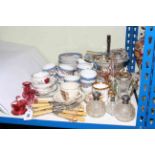 Decorative teawares, cutlery, glass, scent bottles etc.