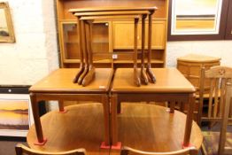 Pair Nathan teak side tables and teak nest of three tables (3).