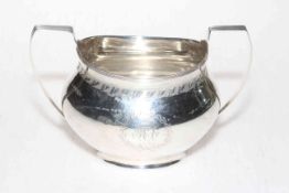 Early Victorian Newcastle silver sugar basin with engraved band and thread rim, John Walton,