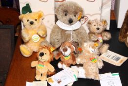 Collection of Steiff teddy bears including Leo, Petsy, Fruities, etc.