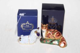 Two Royal Crown Derby paperweights, Lamb and Devonian Fox Cub, in boxes.