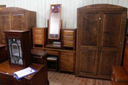 Graham 'Swan Man' Duncalf pair double door wardrobes, similar dressing table and stool,