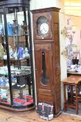 French double weight longcase clock having enamelled and painted dial, 215.5cm by 56cm.