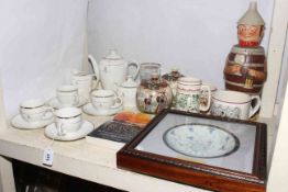 Tek Sing framed porcelain, Golden Jubilee-2022 tea set, Dutch? biscuit barrel, lamp, etc.