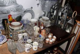 Cased cutlery, lanterns, glass, commemorative wares, prints, etc.