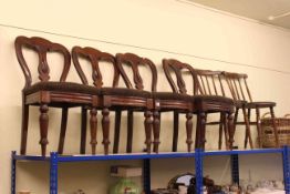 Set of four Victorian mahogany dining chairs, pair Victorian Ibex kitchen chairs,