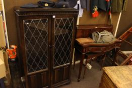 Mahogany serpentine front ladies writing desk and similar low table,