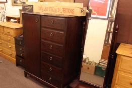 Stag Minstrel six drawer combination wardrobe, four drawer pedestal chest and cheval mirror (3).