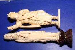 Chinese ivory figure of a sage and other (2).