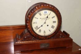 Vintage carved mahogany mantel clock labelled Wilson & Sharp, Edinburgh, 1922, 36cm high.