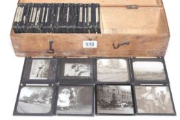 Box of glass slides including Boer War slides.