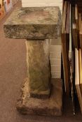 Weathered pedestal bird bath, 85cm.