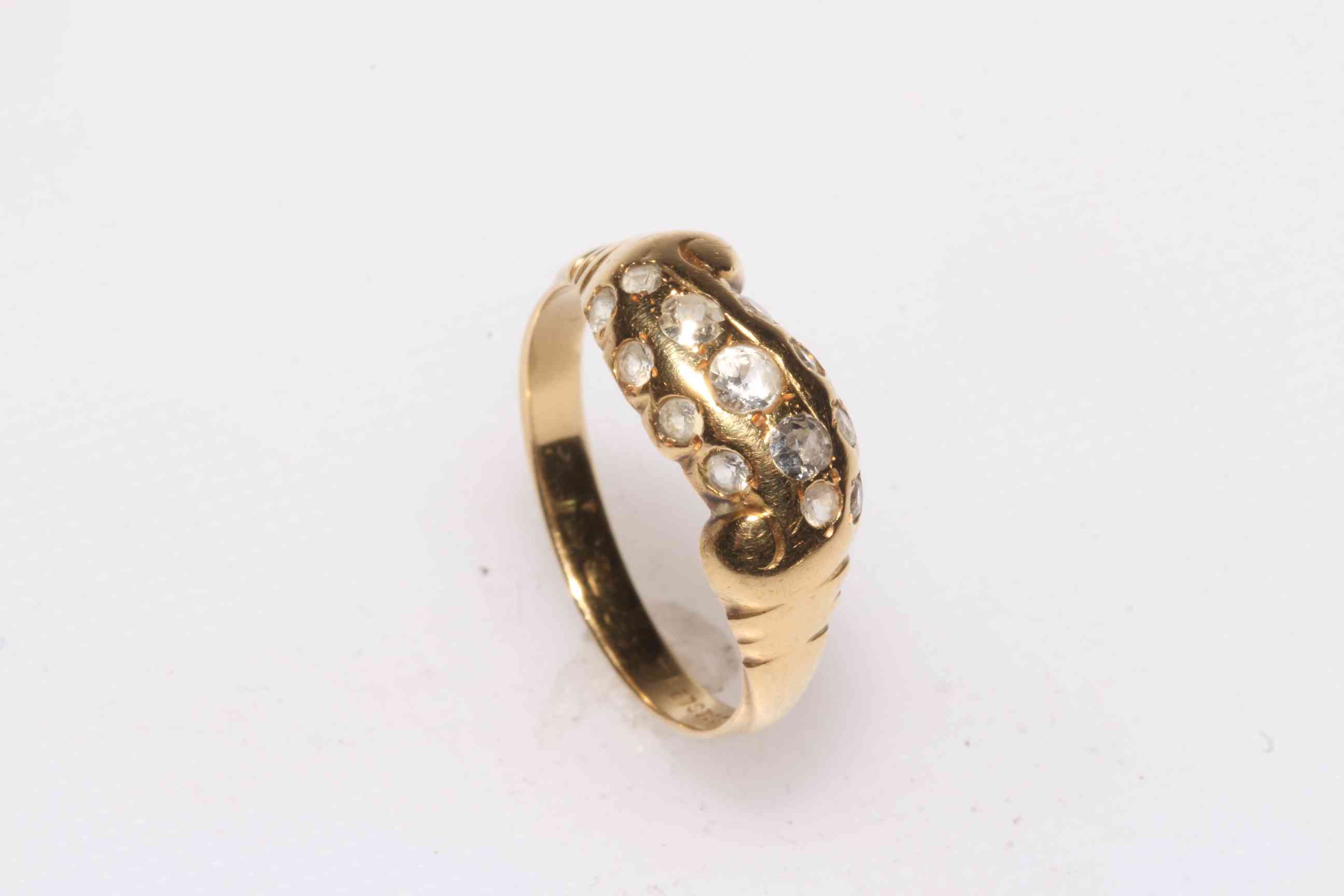 Yellow gold multi-stone ring (tests as 18 carat gold).