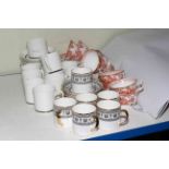 Collection of part teawares including Derby 'Red Aves' china, Staffordshire 'Black Victoria',