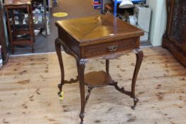 Late 19th Century mahogany envelope card table having carved frieze drawer and on cabriole legs