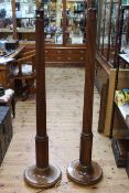 Pair mahogany reeded column standard lamps, 176cm to top of fitting.