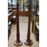 Pair mahogany reeded column standard lamps, 176cm to top of fitting.