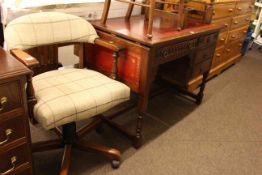 Old Charm leather topped and drop side four drawer writing desk,