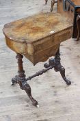 Victorian inlaid walnut writing-sewing table,