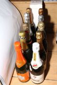 Eleven bottles of alcohol including Ayala Brut, Charles De Fere Brut, Martini, Bucks Fizz, etc.