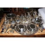 Good collection of silver plated wares including fluted four piece tea and coffee service,