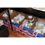 Four boxes of various teawares, Royal Doulton 'Larchmont' dinnerware, Aynsley, etc.
