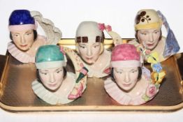 Five Kevin Francis limited edition female character jugs.