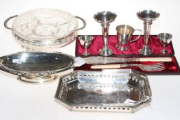 Collection of silver plate including cocktail stand.