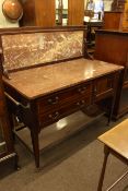 Edwardian mahogany marble topped washstand and later gilt framed overmantel mirror.