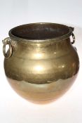 Brass twin handled cauldron log bin.