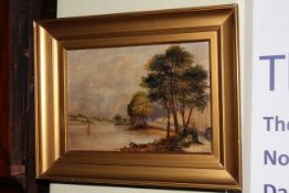 J.F. Slater? Windermere, oil on canvas, initialled J.F and dated 08 lower left, 22cm by 31.