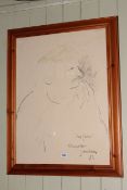 John Bellany, Charcoal, signed Best Wishes to Tony Carter 82, 75cm by 55cm, in pine glazed frame.